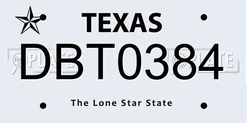 DBT0384 Texas License Plate