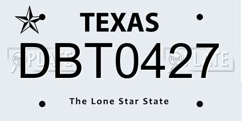 DBT0427 Texas License Plate