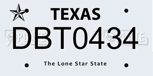DBT0434 Texas License Plate