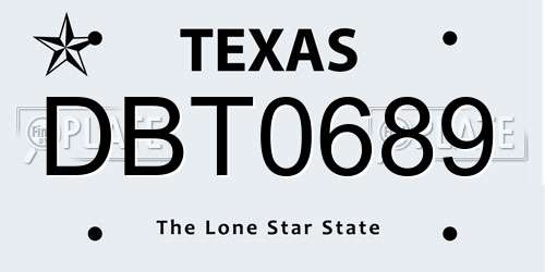 DBT0689 Texas License Plate