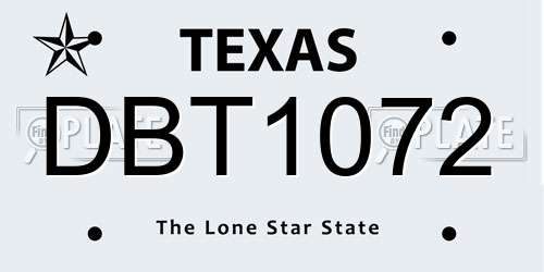 DBT1072 Texas License Plate