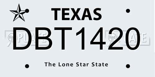 DBT1420 Texas License Plate