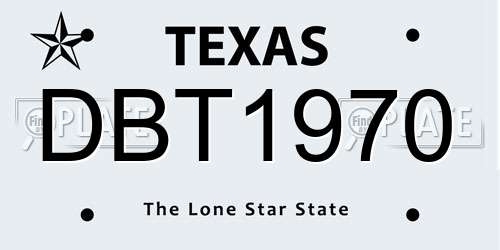 DBT1970 Texas License Plate