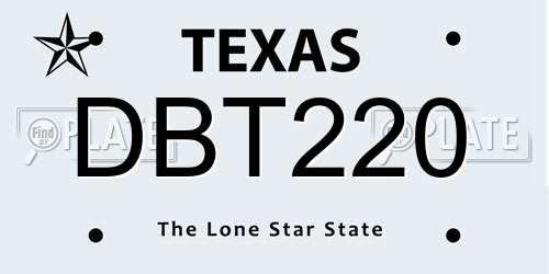 DBT220 Texas License Plate