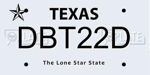 DBT22D Texas License Plate