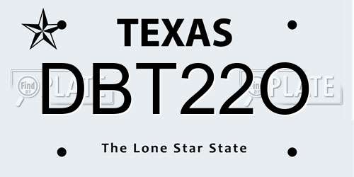 DBT22O Texas License Plate