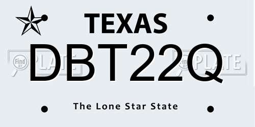 DBT22Q Texas License Plate