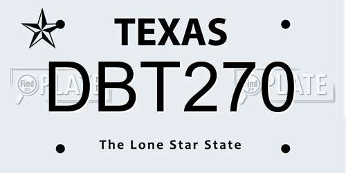 DBT270 Texas License Plate
