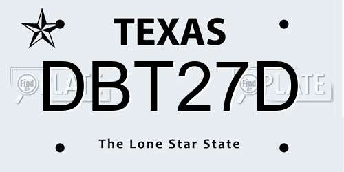 DBT27D Texas License Plate