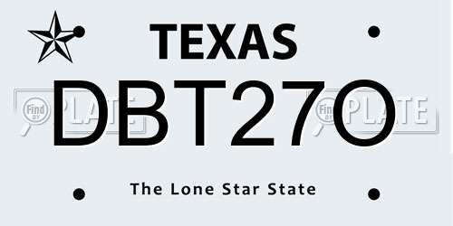 DBT27O Texas License Plate
