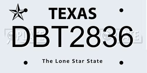 DBT2836 Texas License Plate
