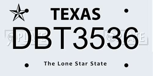 DBT3536 Texas License Plate