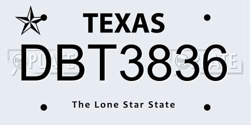 DBT3836 Texas License Plate