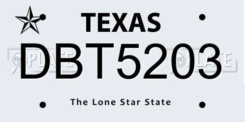 DBT5203 Texas License Plate