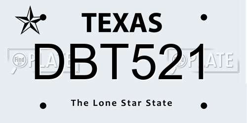 DBT521 Texas License Plate