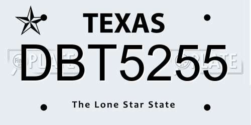 DBT5255 Texas License Plate