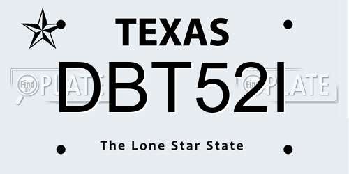 DBT52I Texas License Plate