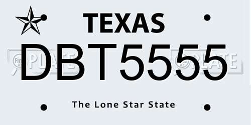 DBT5555 Texas License Plate