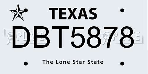 DBT5878 Texas License Plate