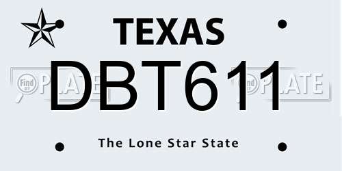 DBT611 Texas License Plate