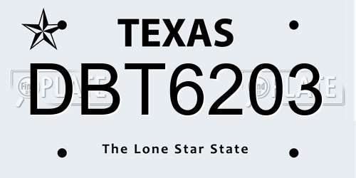 DBT6203 Texas License Plate
