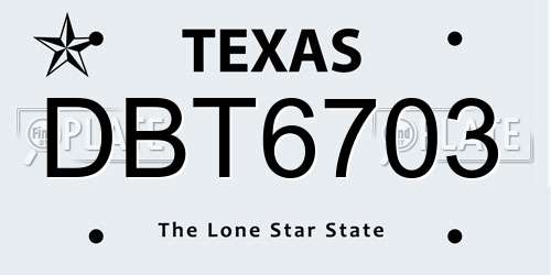 DBT6703 Texas License Plate