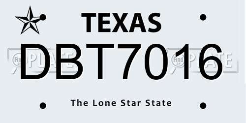 DBT7016 Texas License Plate