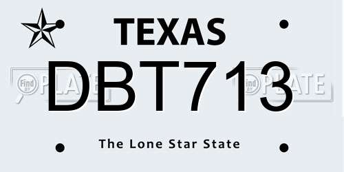 DBT713 Texas License Plate