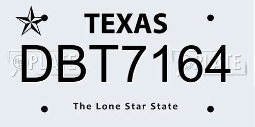 DBT7164 Texas License Plate