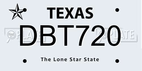 DBT720 Texas License Plate