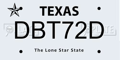 DBT72D Texas License Plate