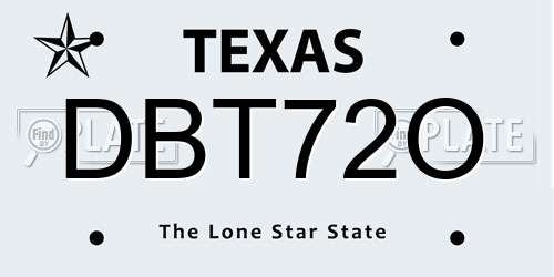 DBT72O Texas License Plate