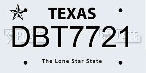 DBT7721 Texas License Plate