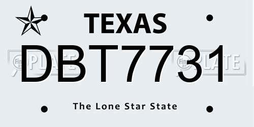 DBT7731 Texas License Plate