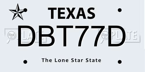 DBT77D Texas License Plate