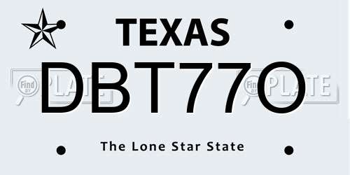 DBT77O Texas License Plate