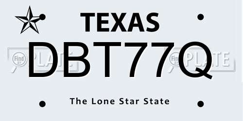 DBT77Q Texas License Plate