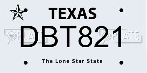 DBT821 Texas License Plate