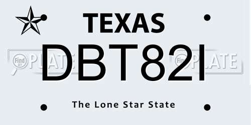 DBT82I Texas License Plate