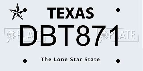 DBT871 Texas License Plate