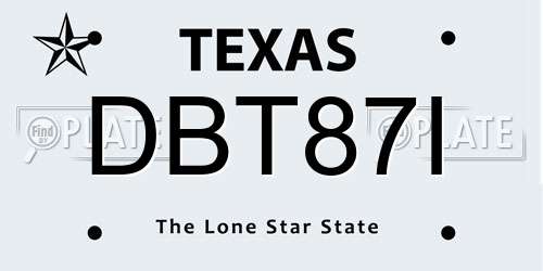 DBT87I Texas License Plate