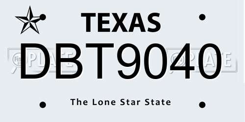 DBT9040 Texas License Plate
