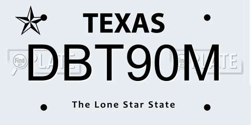 DBT90M Texas License Plate