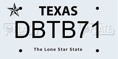 DBTB71 Texas License Plate