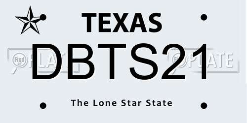 DBTS21 Texas License Plate