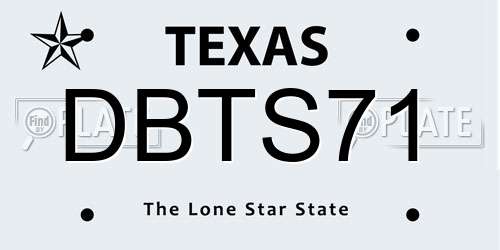 DBTS71 Texas License Plate