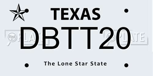 DBTT20 Texas License Plate