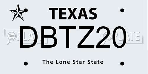 DBTZ20 Texas License Plate