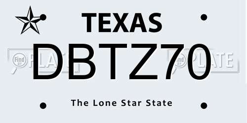 DBTZ70 Texas License Plate