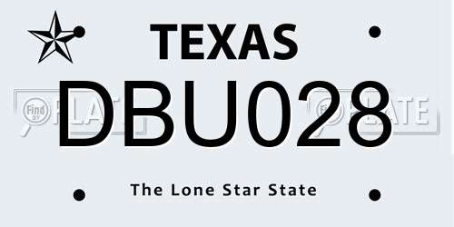 DBU028 Texas License Plate